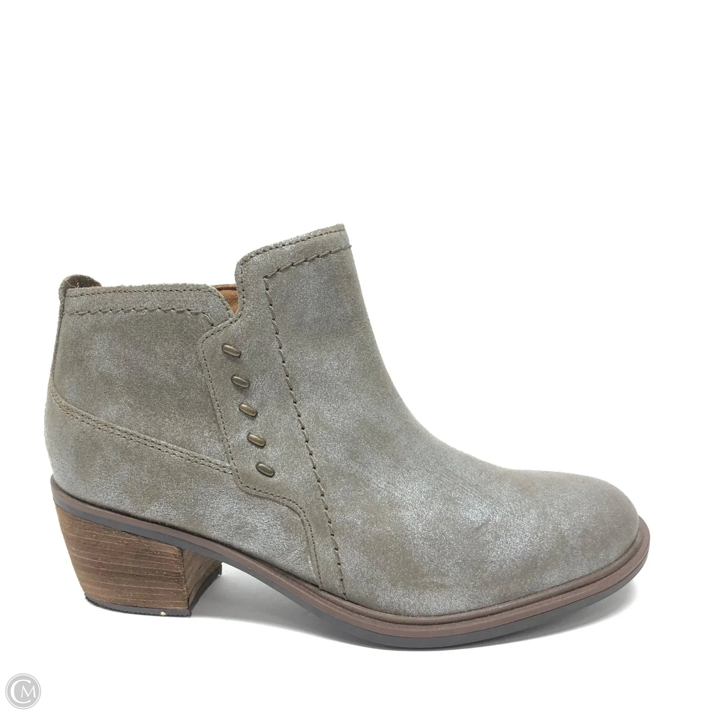 Boots Ankle Heels By Clarks In Grey & Silver, Size: 7