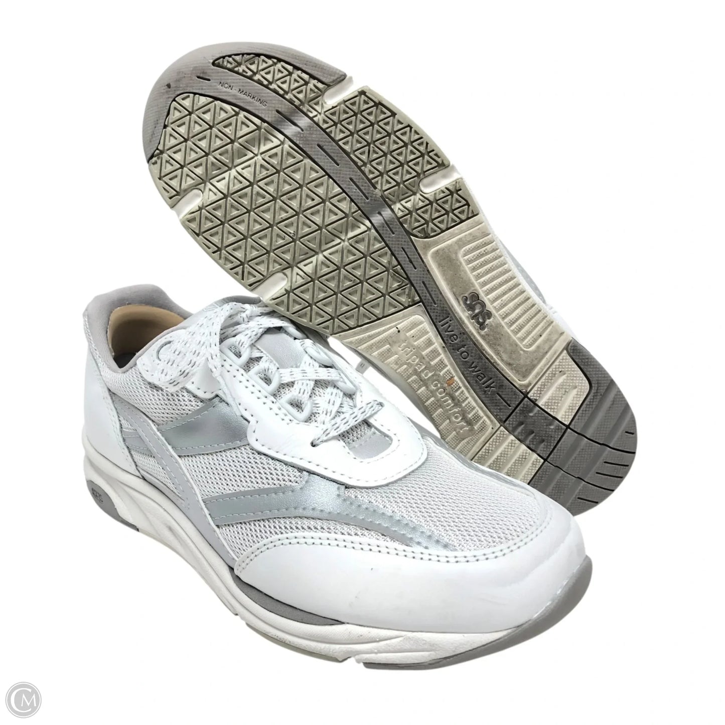 Shoes Sneakers By Sas In Grey & White, Size: 9.5