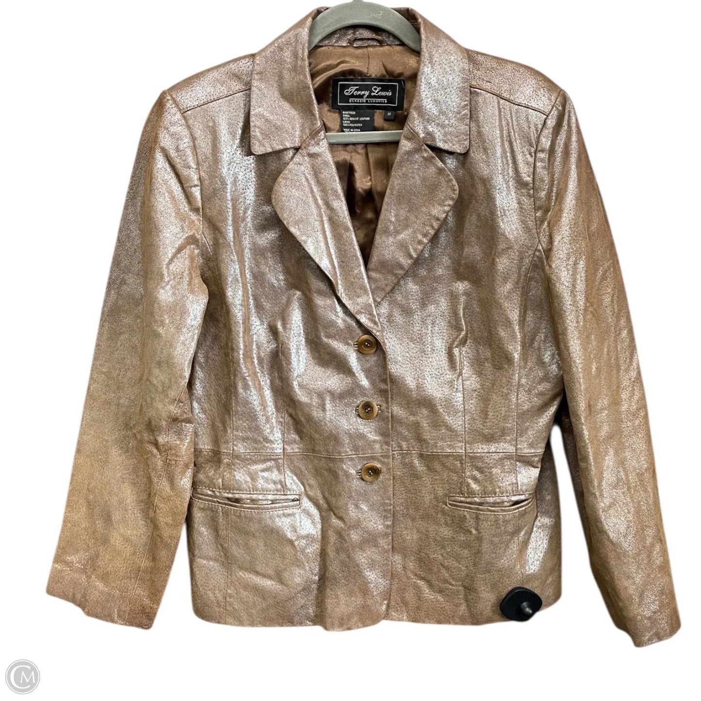 Jacket Leather By Clothes Mentor In Brown & Silver, Size: M