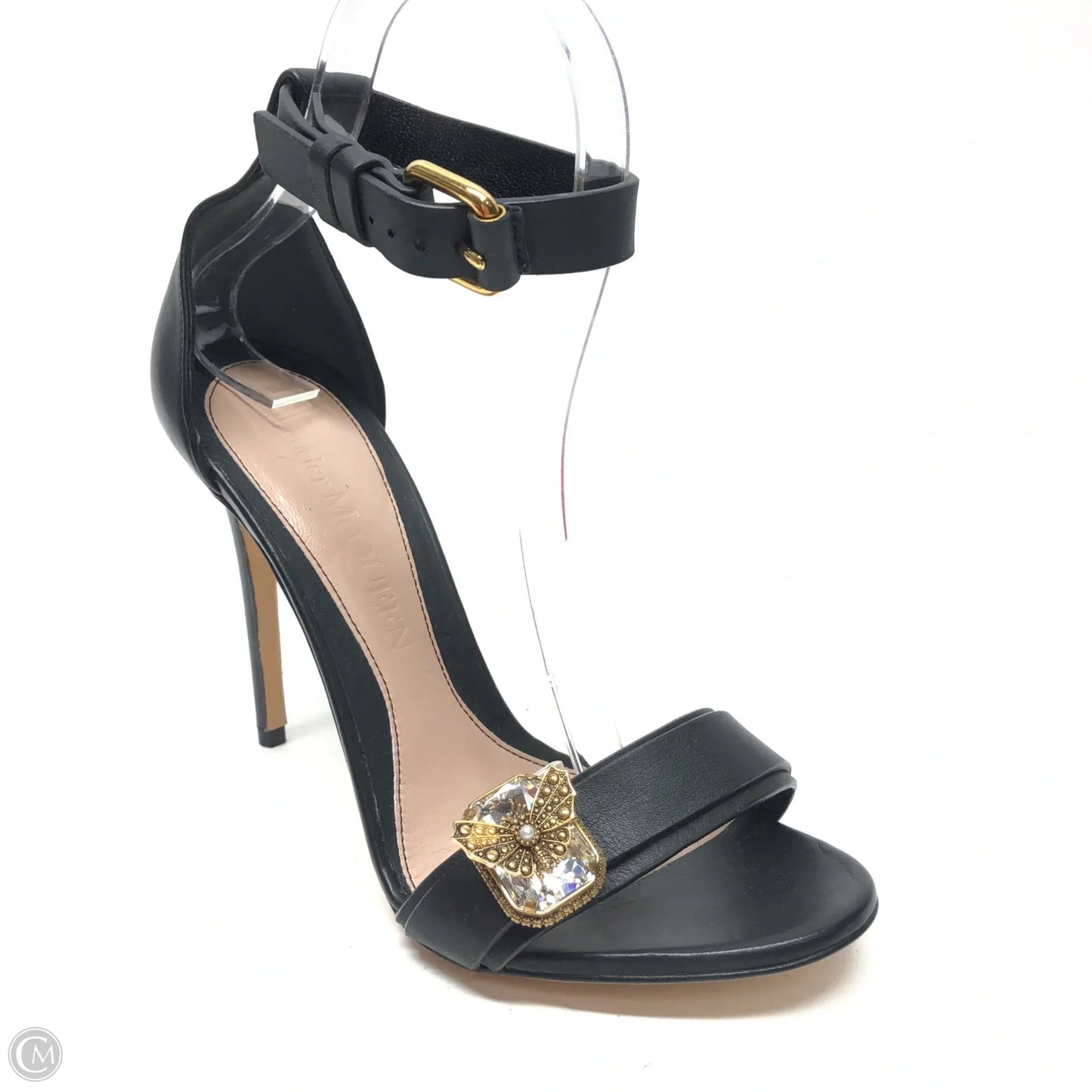 Shoes Luxury Designer By Alexander Mcqueen In Black & Gold, Size: 7