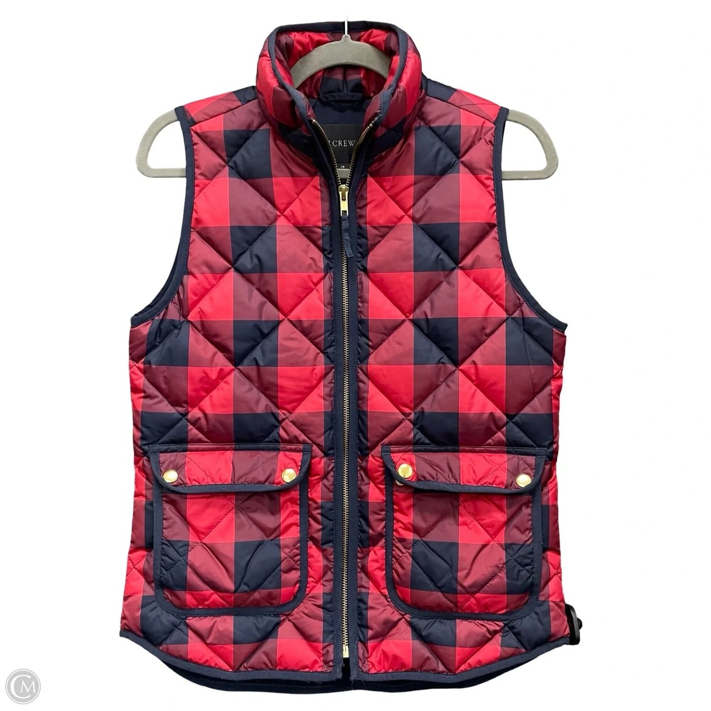Vest Puffer & Quilted By J. Crew In Black & Red, Size: Xs