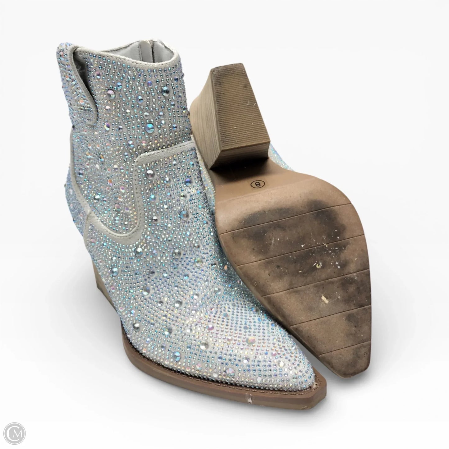 Boots Western By Very G In Cream & Silver, Size: 8