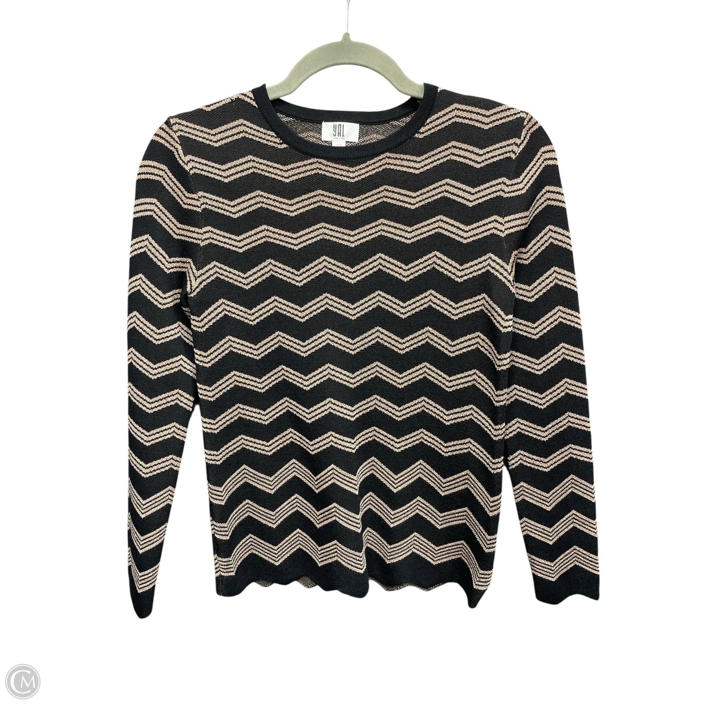 Top Long Sleeve By Clothes Mentor In Black & Gold, Size: Xs