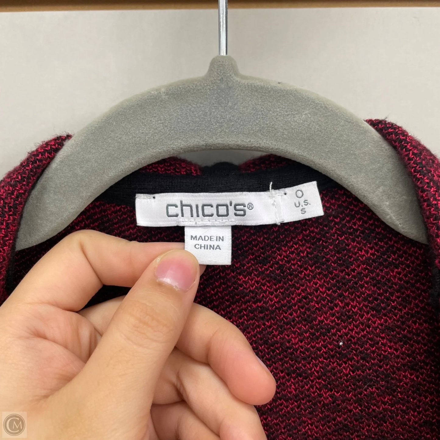 Sweater Cardigan By Chicos In Black & Red, Size: S