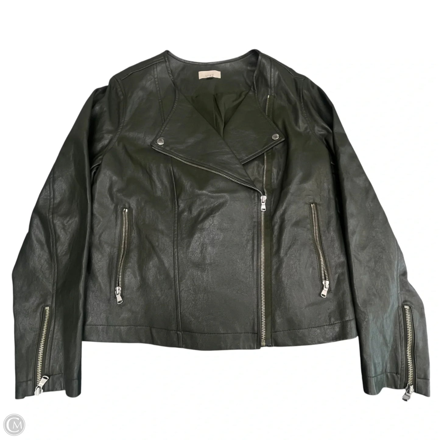 Jacket Moto By Loft In Green, Size: 14