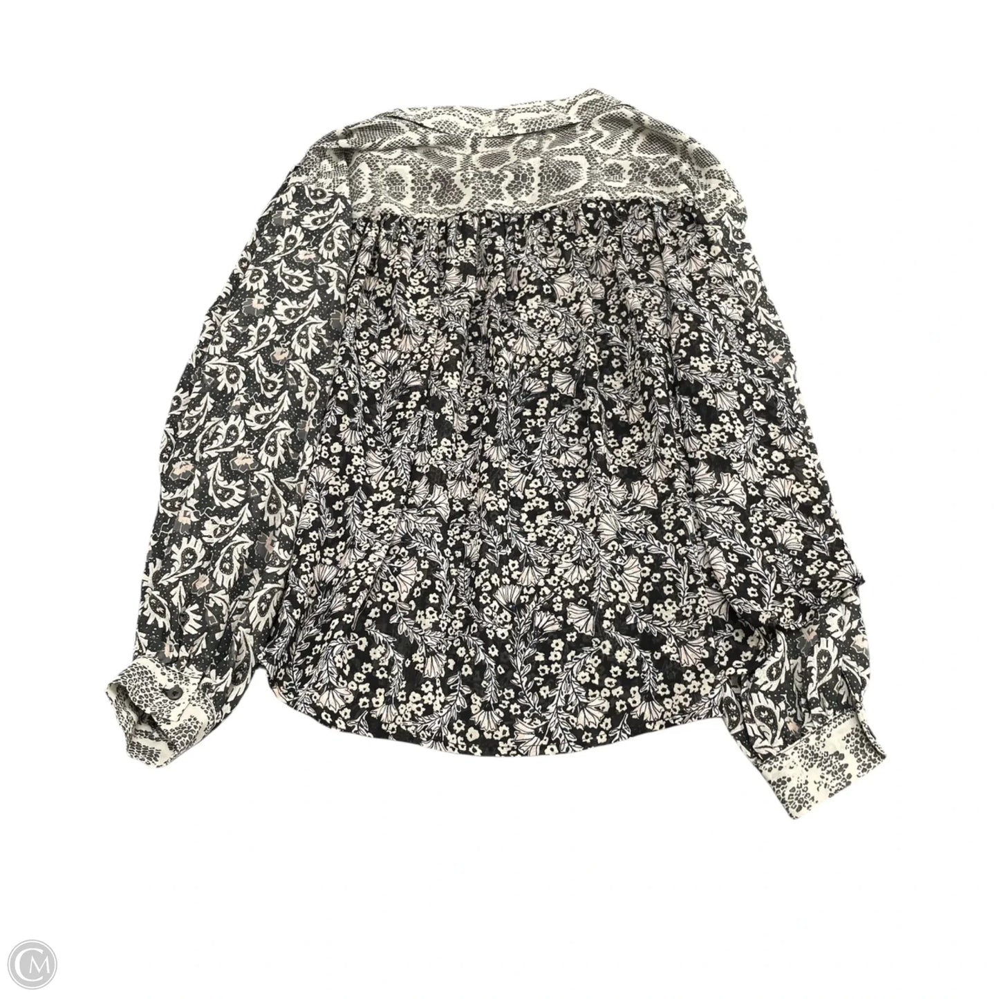 Blouse Long Sleeve By Free People In Black & White, Size: Xs