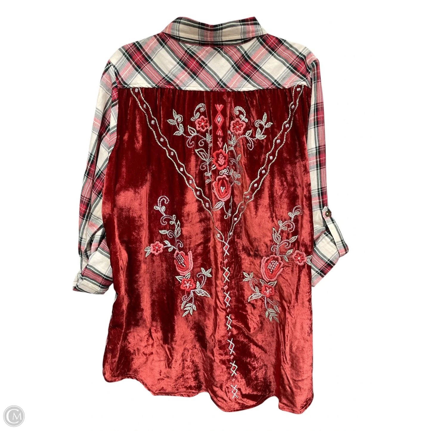 Tunic 3/4 Sleeve By Clothes Mentor In Red & White, Size: Xl