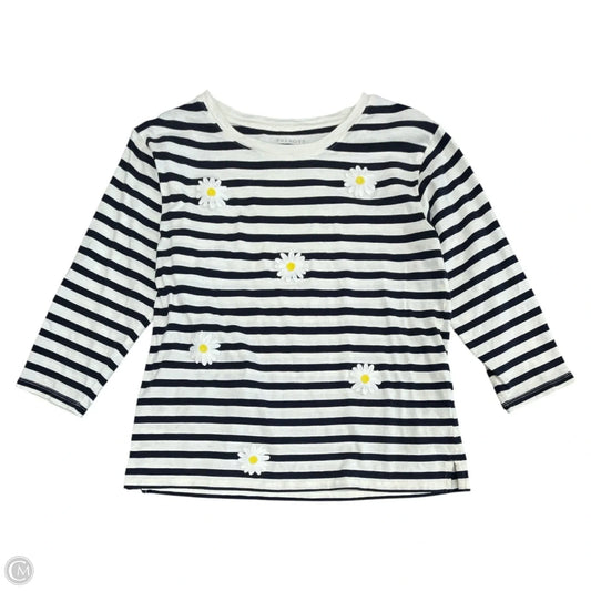 Top Long Sleeve By Talbots In Blue & White, Size: M