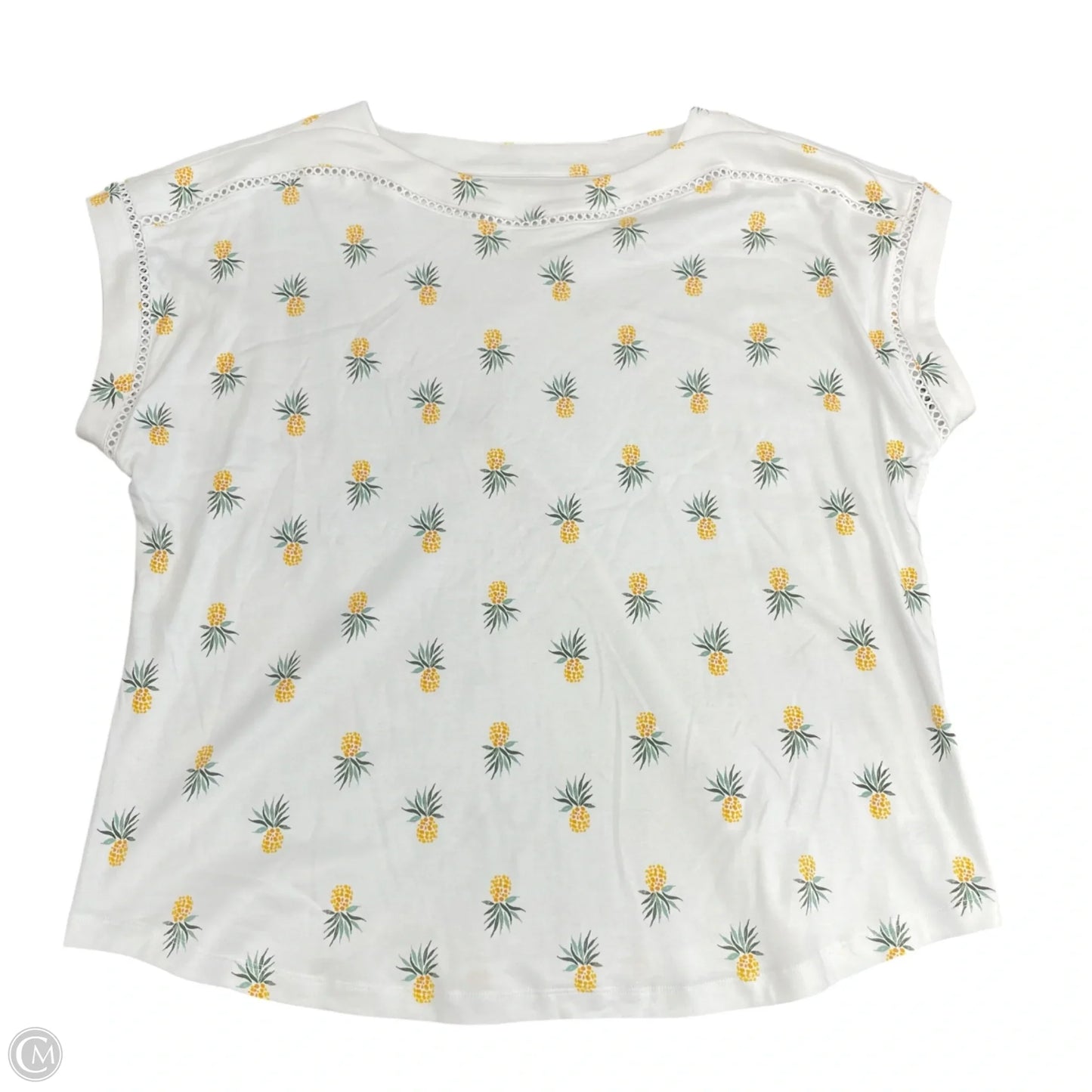 Top Short Sleeve By Kim Rogers In White, Size: Xxl