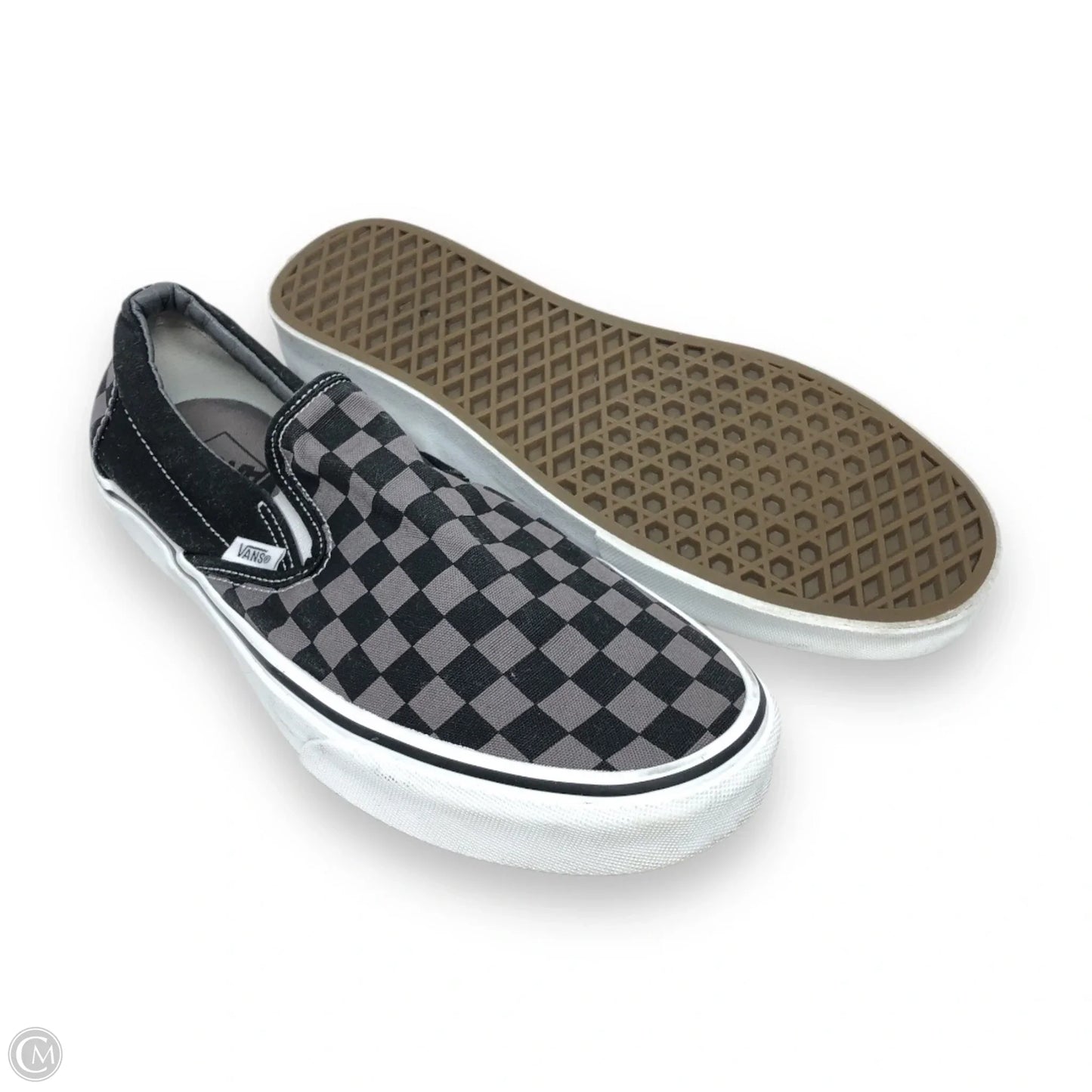 Shoes Flats By Vans In Black & Grey, Size: 10.5