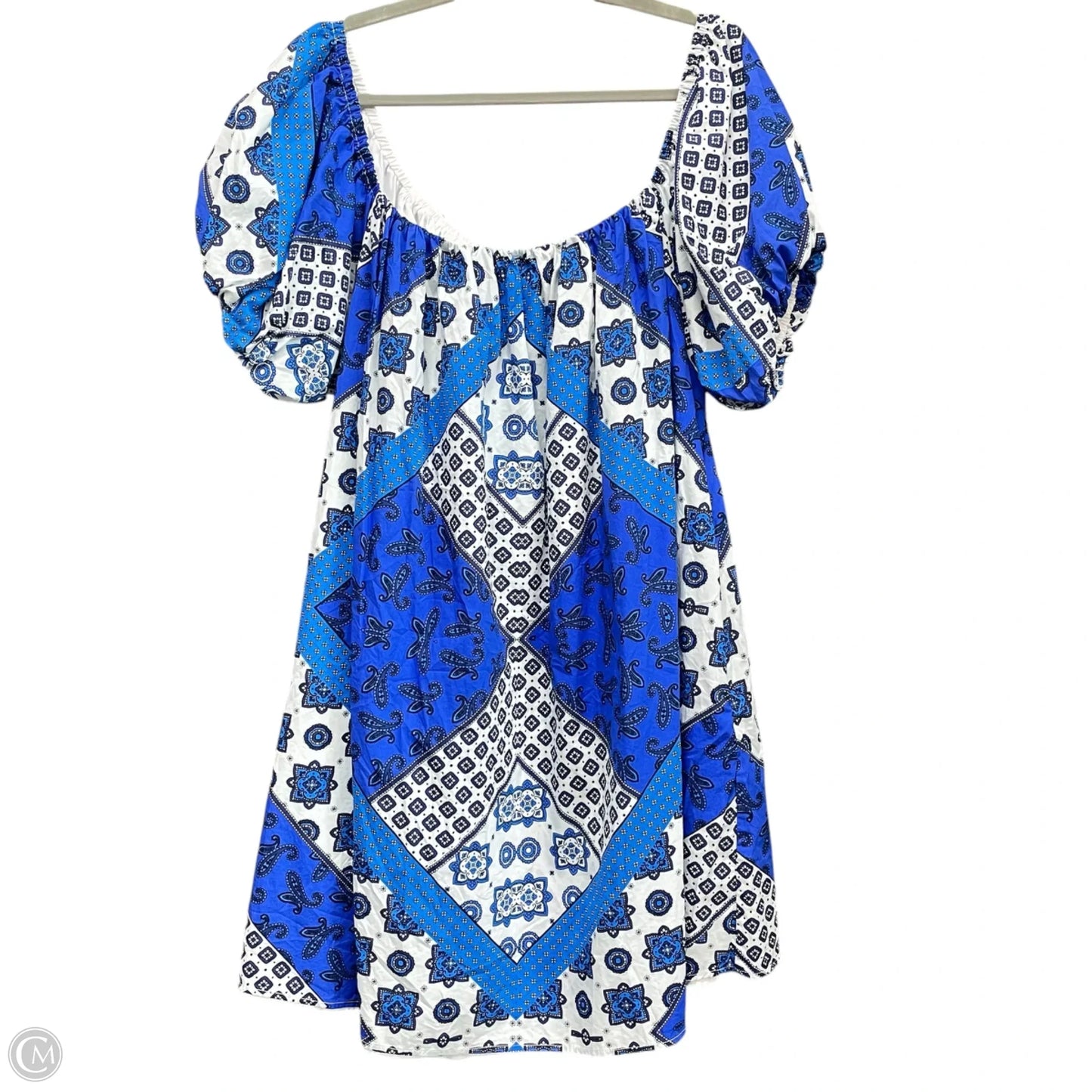 Dress Casual Short By Sugar Lips In Blue & White, Size: 2x
