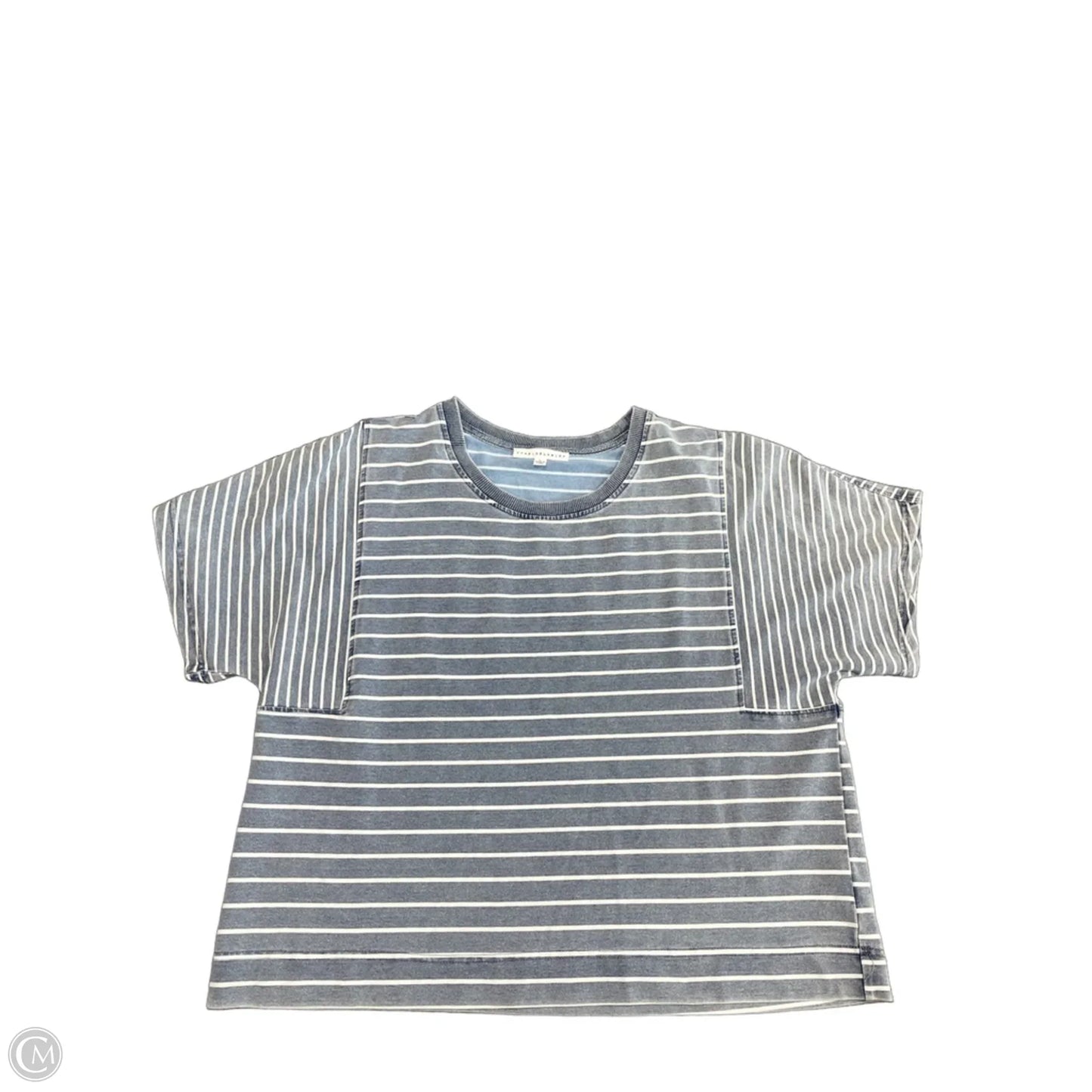 Top Short Sleeve By Jane And Delancey In Blue & White, Size: L