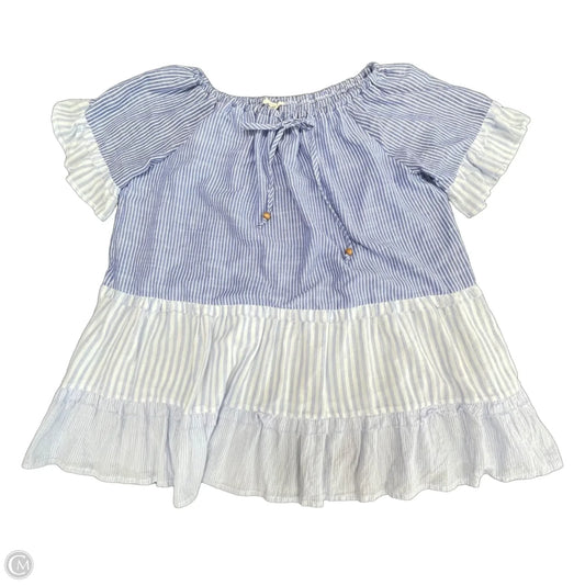 Top Short Sleeve By Easel In Blue & White, Size: S