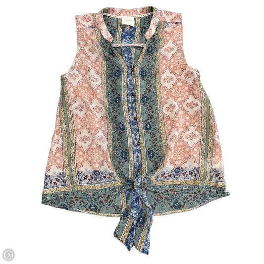 Top Sleeveless By Knox Rose In Blue & Pink, Size: Xs