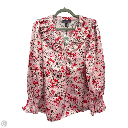 Blouse Long Sleeve By C Wonder In Pink & Red, Size: S