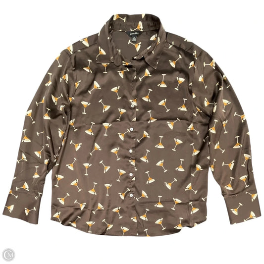Blouse Long Sleeve By Cmc In Brown, Size: L