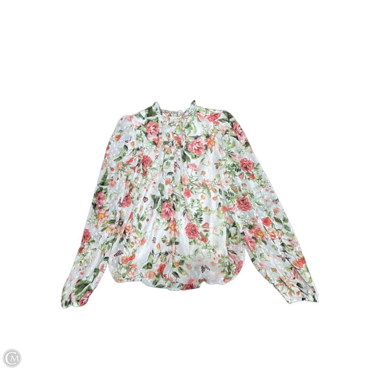 Blouse Long Sleeve By Tamara H In Red & White, Size: L