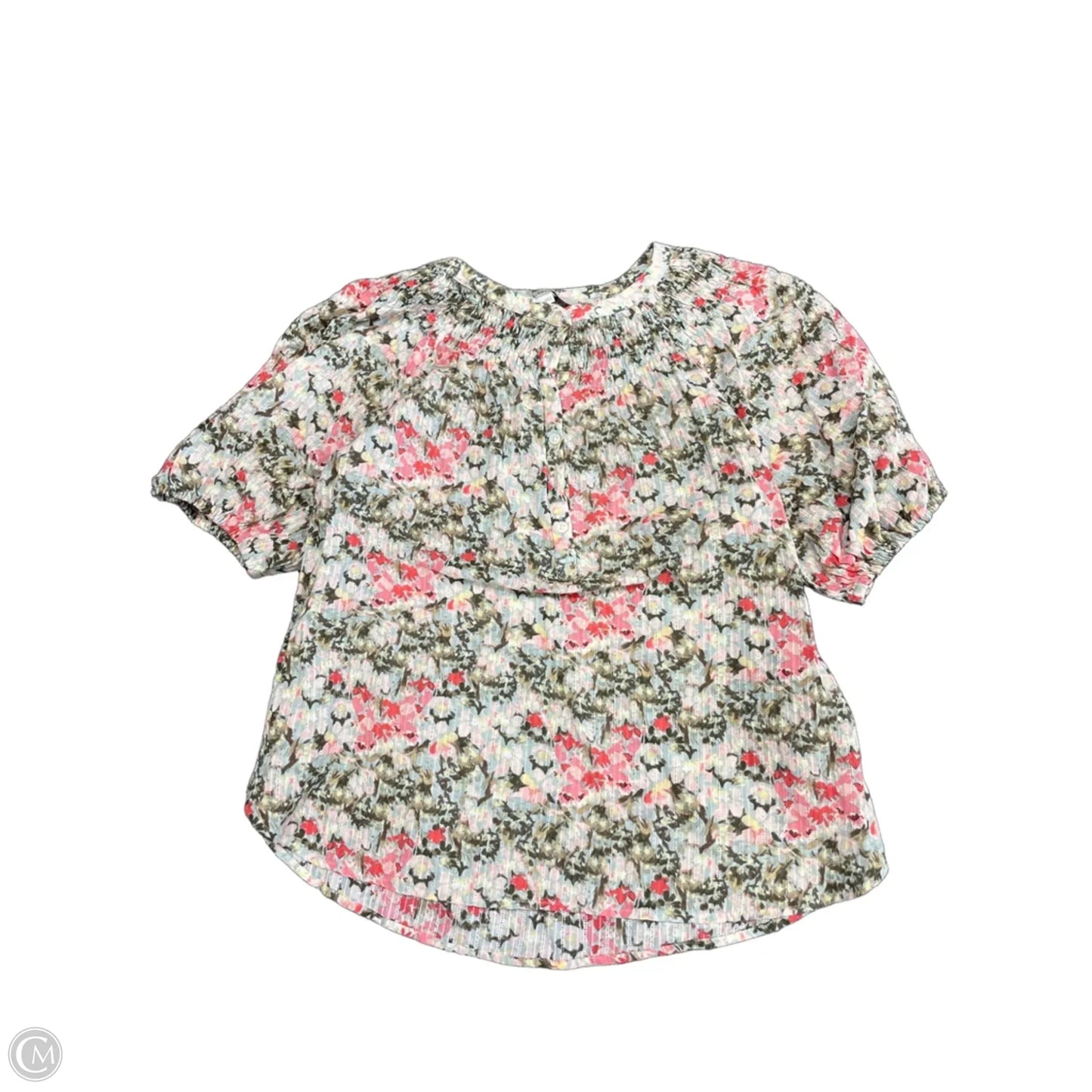 Top Short Sleeve By Loft In Green & Pink, Size: S