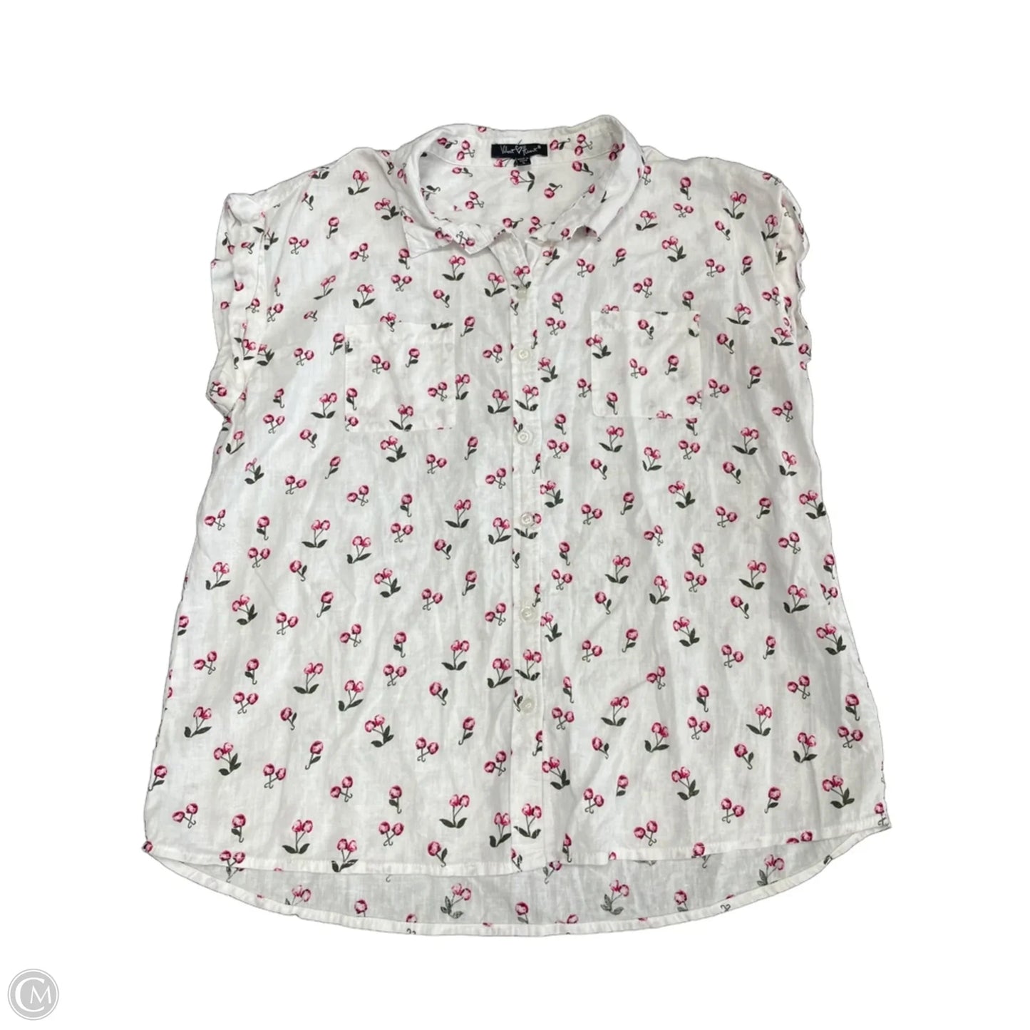 Top Short Sleeve By Velvet Heart In Pink & White, Size: L