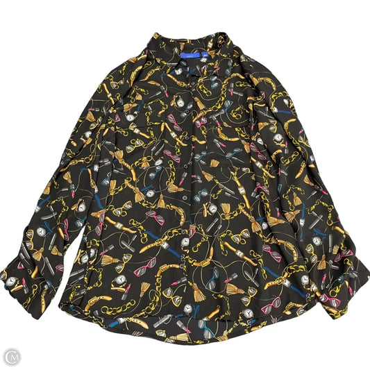 Blouse Long Sleeve By Apt 9 In Black & Gold, Size: L