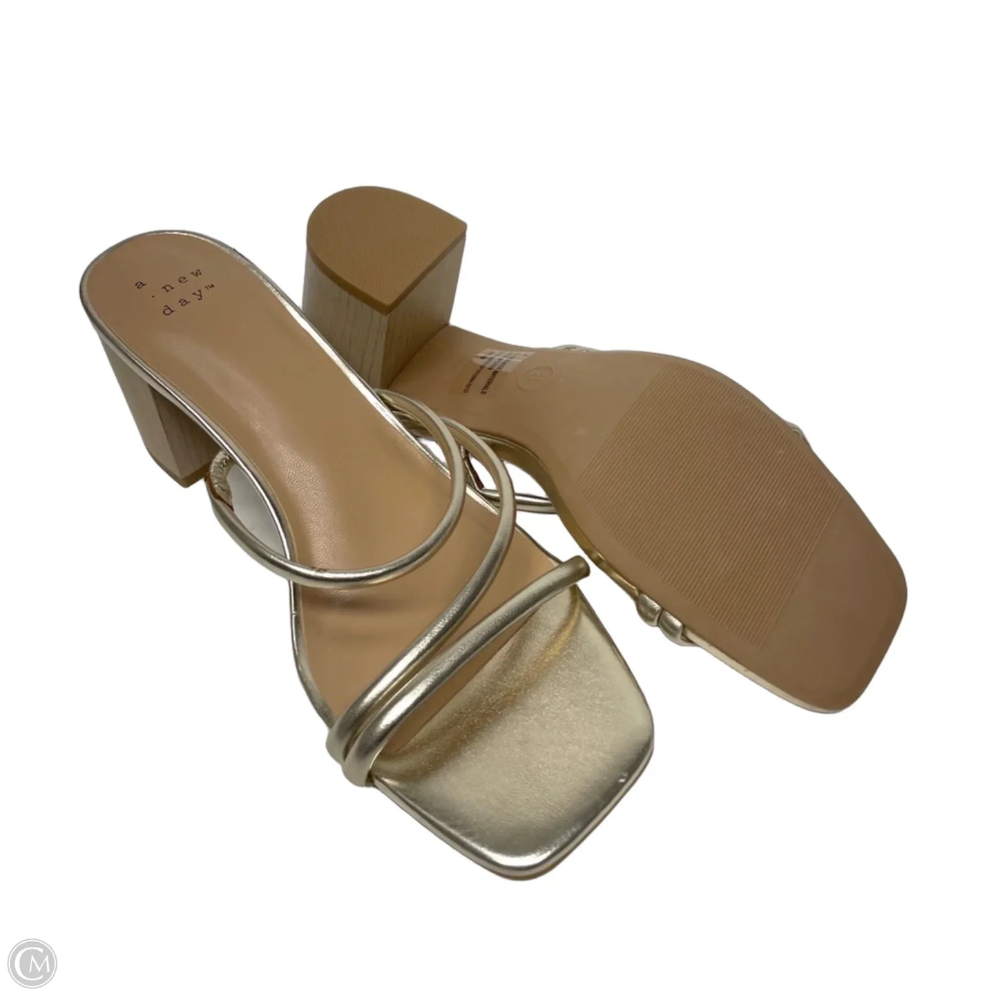 Sandals Heels Block By A New Day In Gold, Size: 8