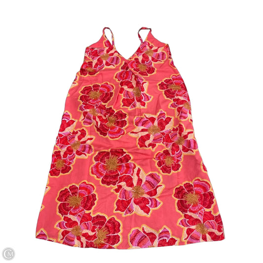 Dress Casual Midi By Loft In Orange & Pink, Size: 6