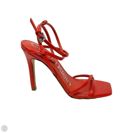 Sandals Heels Stiletto By Calvin Klein In Orange, Size: 5