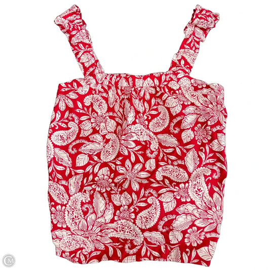 Top Sleeveless By Loft In Red & White, Size: S