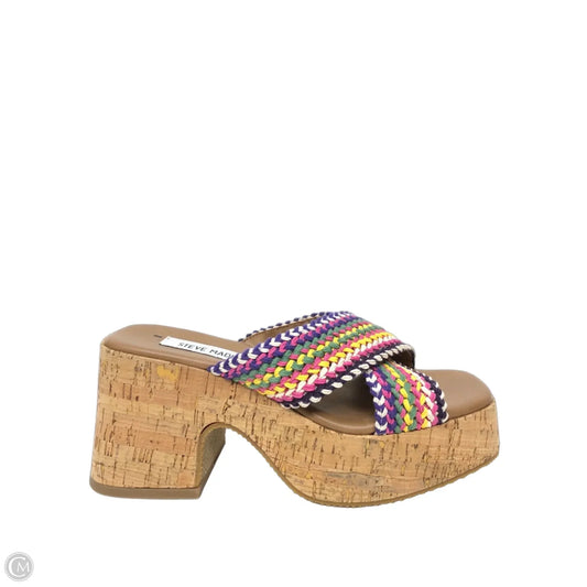 Sandals Heels Block By Steve Madden In Multi-colored, Size: 7