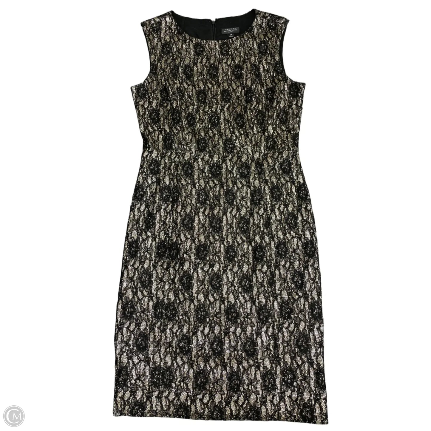 Dress Party Short By Tahari By Arthur Levine In Black & Gold, Size: 6p