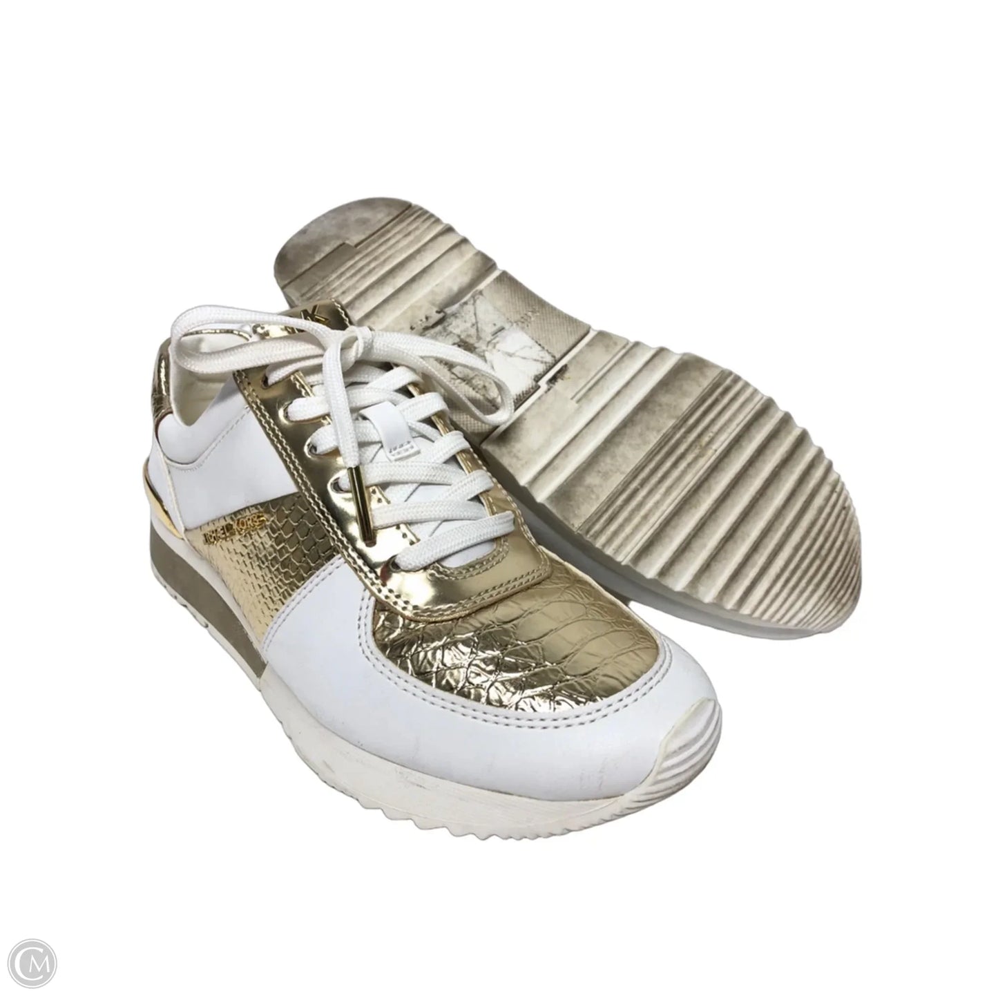 Shoes Sneakers By Michael By Michael Kors In Gold & White, Size: 6