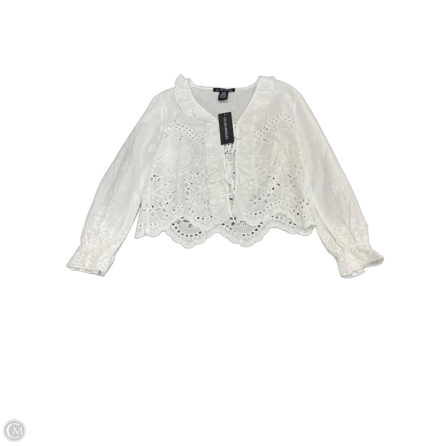 Top Long Sleeve By Clothes Mentor In White, Size: L