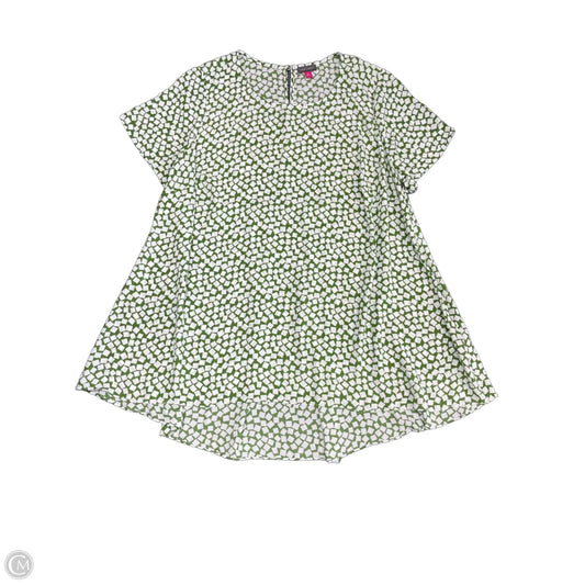 Tunic Short Sleeve By Vince Camuto In Green & White, Size: 1x