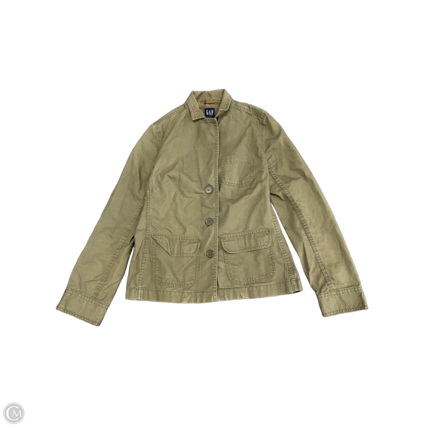 Jacket Shirt By Gap In Green, Size: M