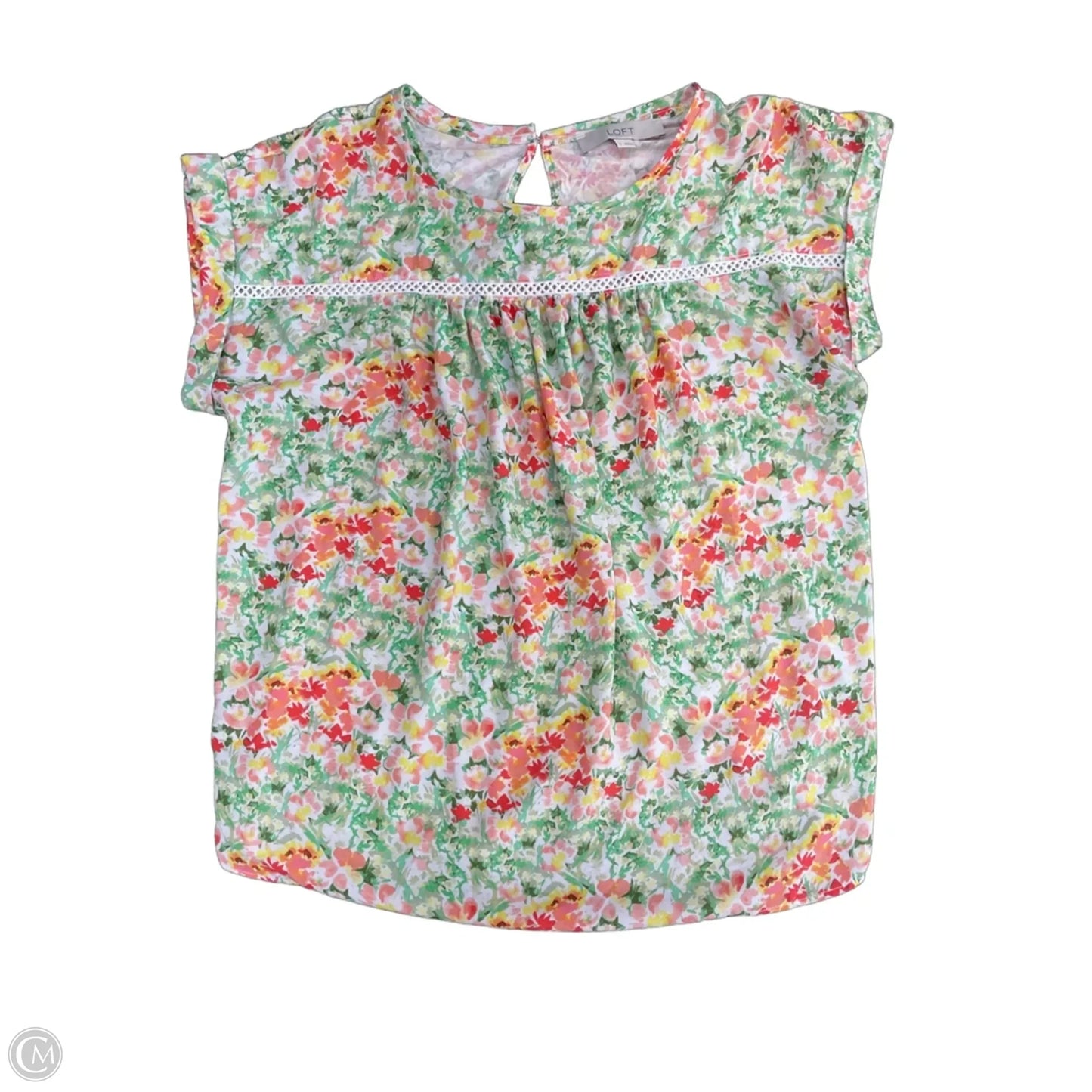 Top Short Sleeve By Loft In Green & Red, Size: S