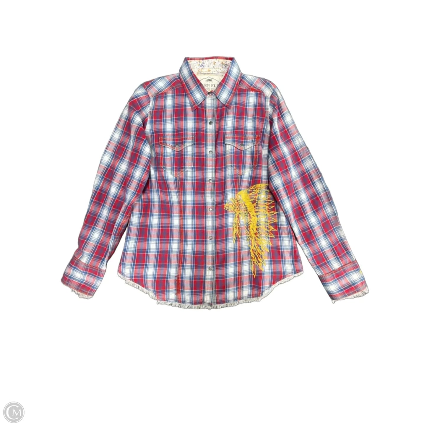 Top Long Sleeve By Clothes Mentor In Blue & Red & White, Size: M