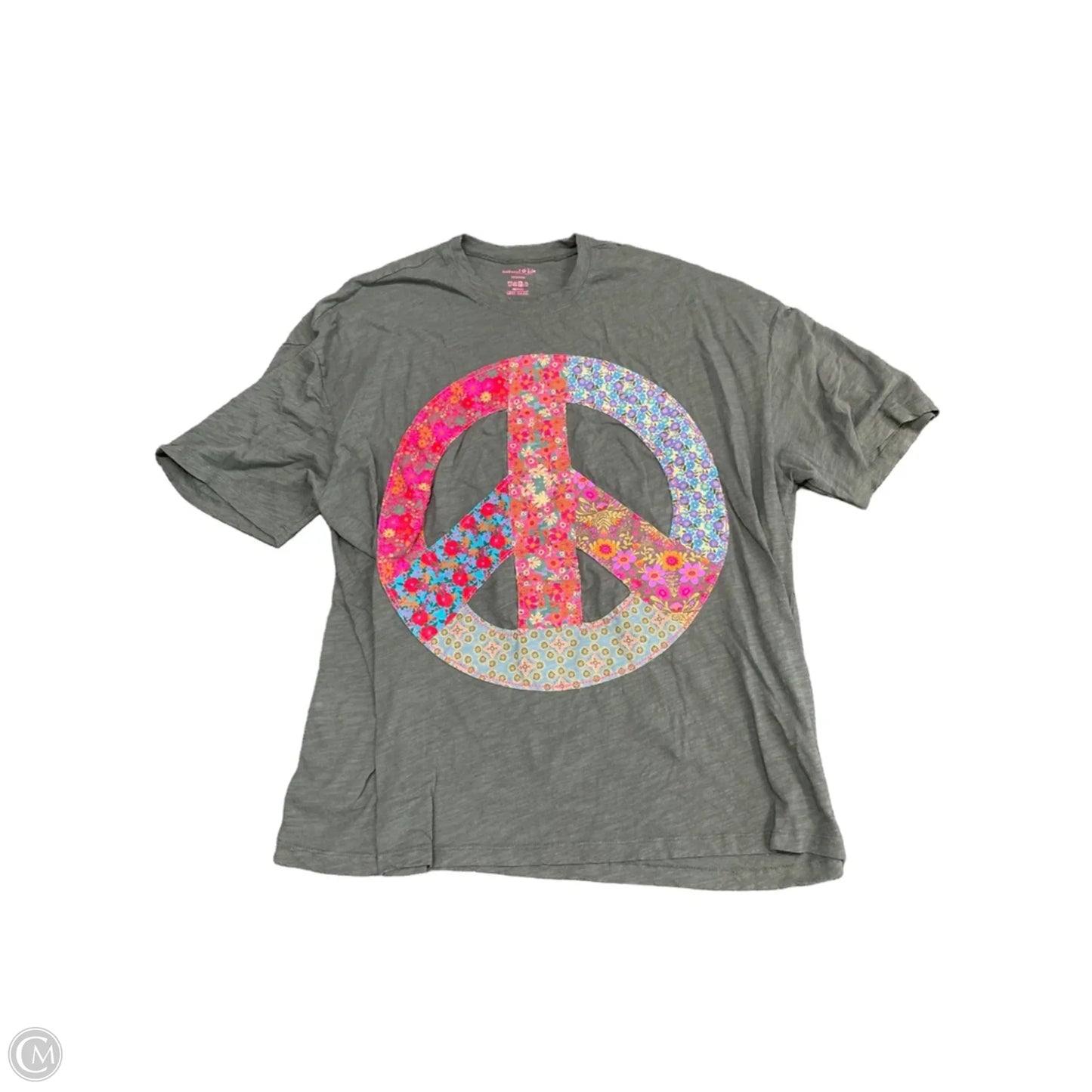 Top Short Sleeve By Natural Life In Grey & Pink, Size: Xl