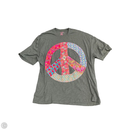 Top Short Sleeve By Natural Life In Grey & Pink, Size: Xl