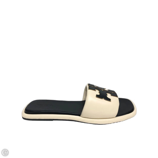 Sandals Designer By Tory Burch In Black & Cream, Size: 11