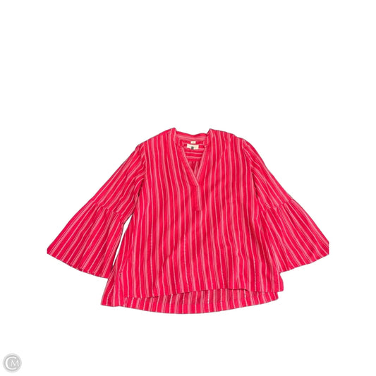 Top Long Sleeve By Loft In Red & White, Size: M