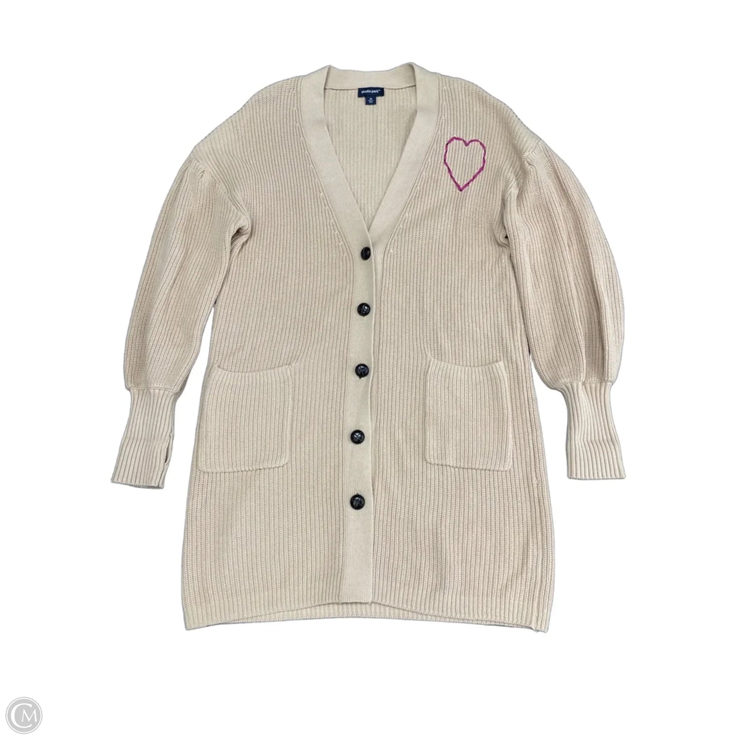 Sweater Cardigan By Clothes Mentor In Cream, Size: M