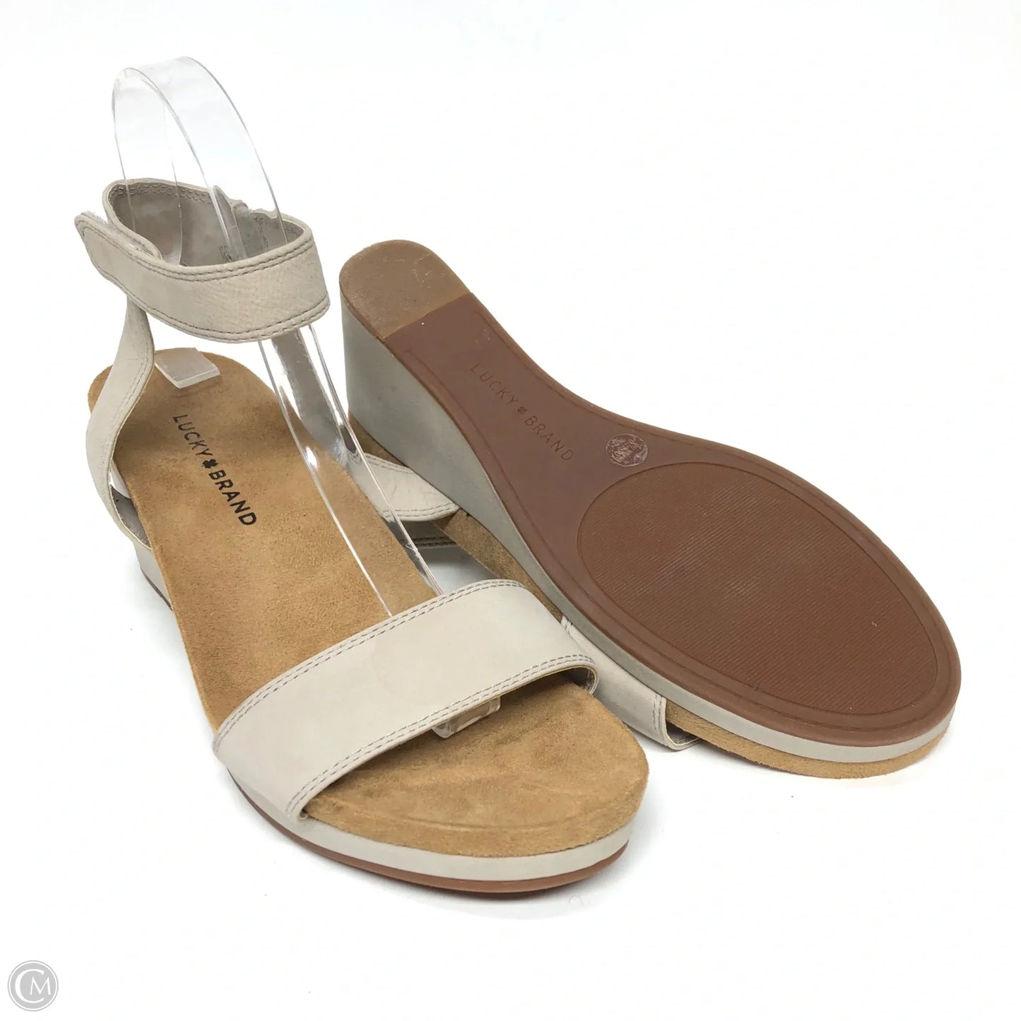 Sandals Heels Wedge By Lucky Brand In Brown & Grey, Size: 8.5
