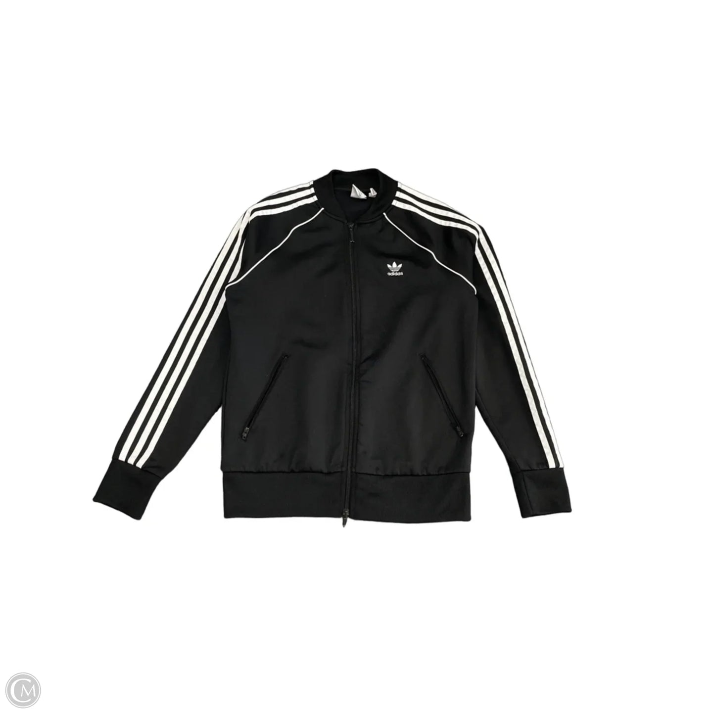 Athletic Jacket By Adidas In Black & White, Size: M