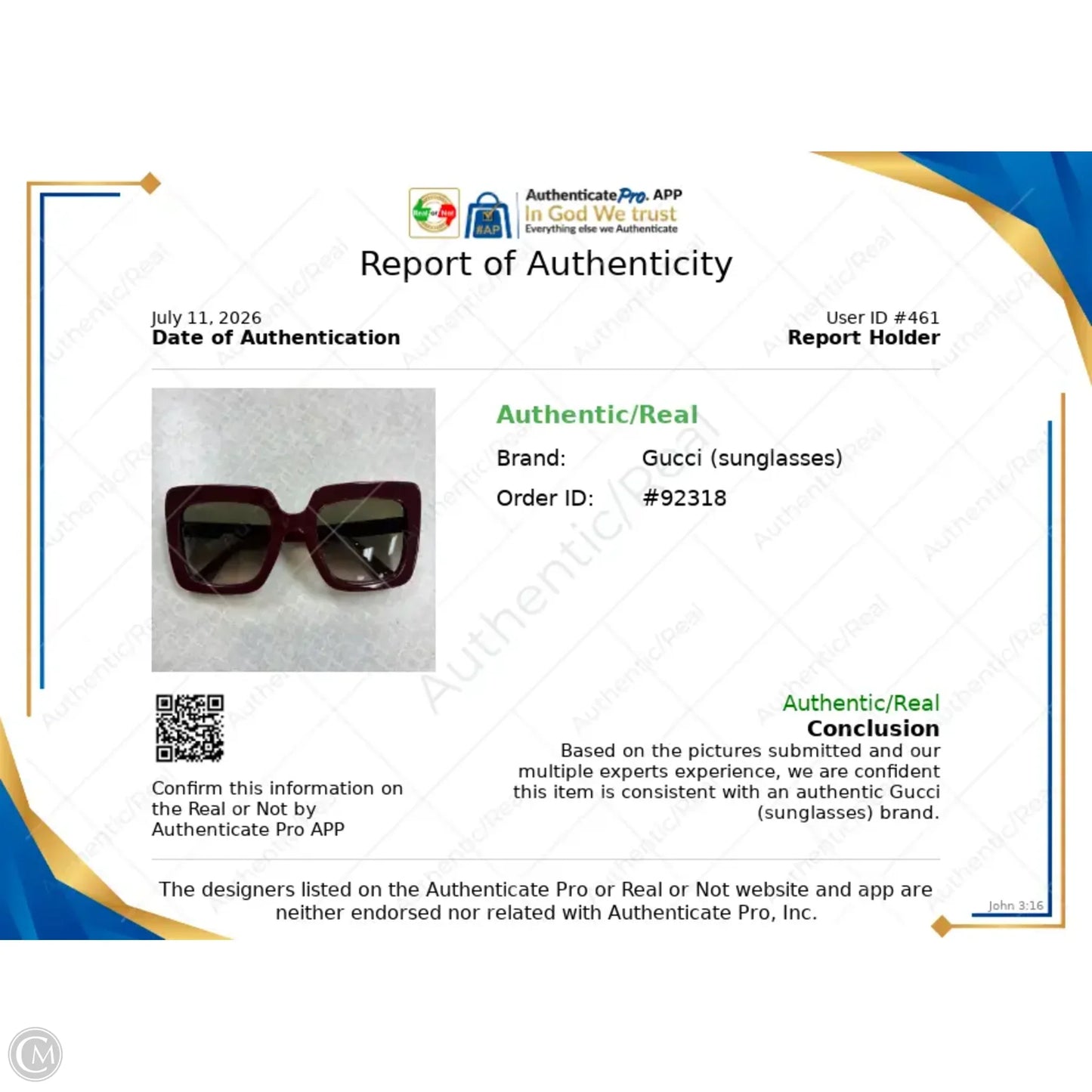 Sunglasses Luxury Designer By Gucci
