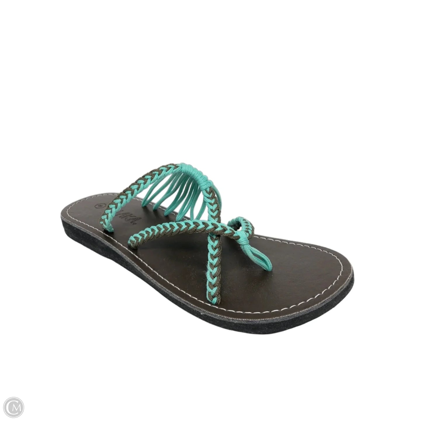Sandals Flats By Clothes Mentor In Blue & Brown, Size: 8