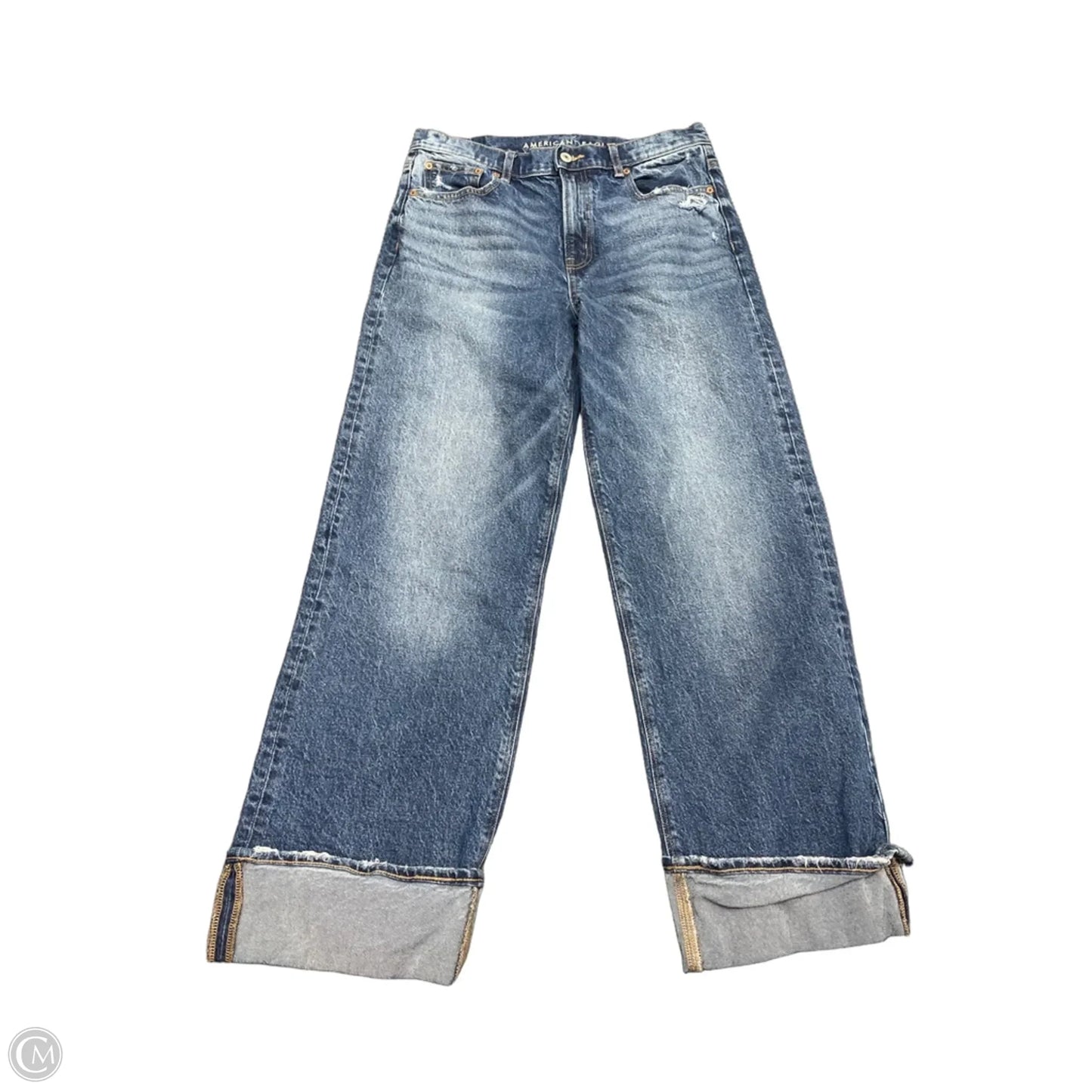 Jeans Straight By American Eagle In Blue Denim, Size: 8