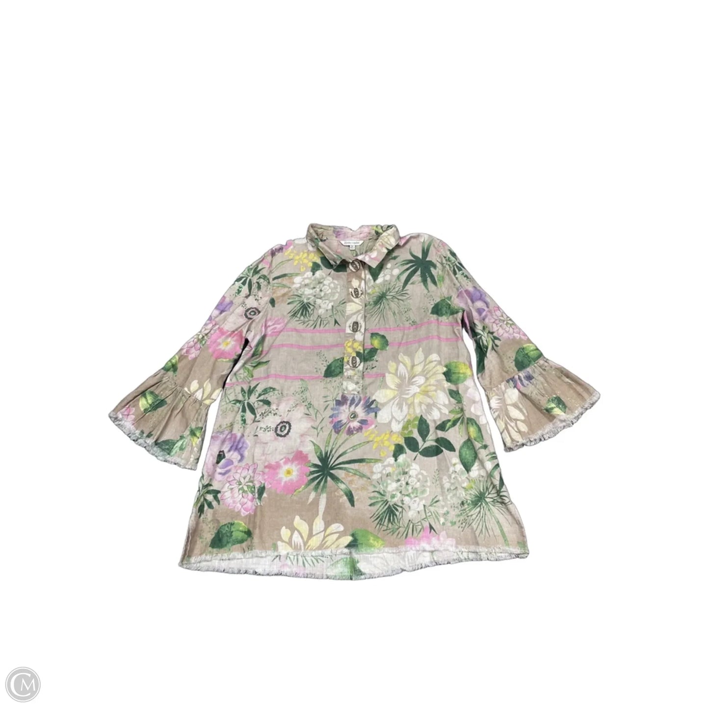 Tunic 3/4 Sleeve By John Mark In Beige, Size: M