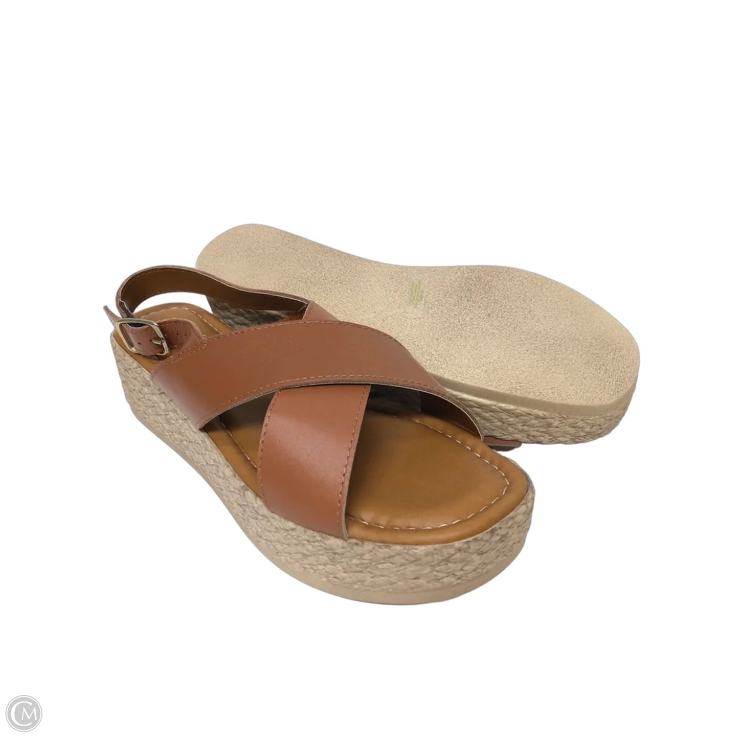 Sandals Heels Platform By Clothes Mentor In Brown, Size: 9