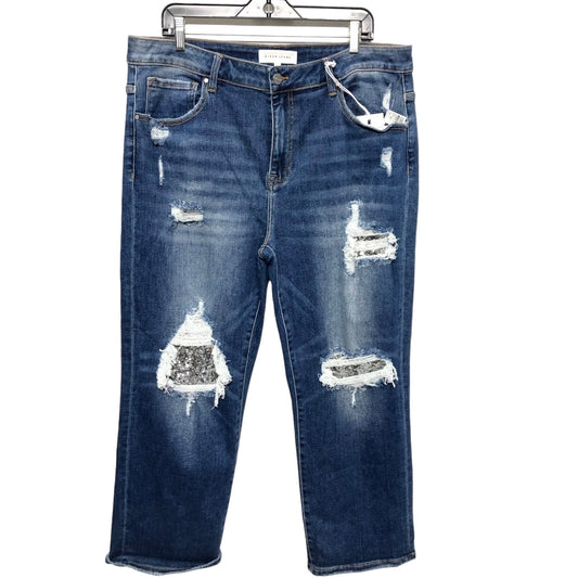 Blue Denim Jeans Boyfriend Risen, Size 2x