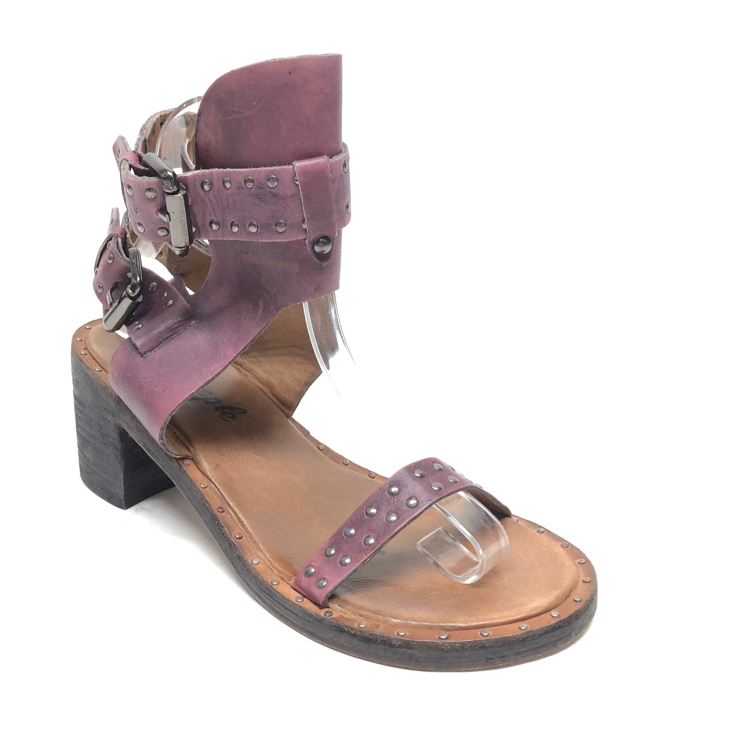 Purple Sandals Heels Block Free People, Size 8.5